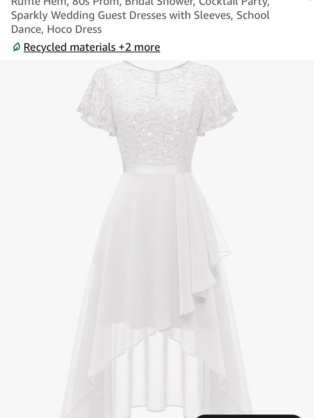 Ivory High-Low Sequin Bodice Dress with Flutter Sleeves